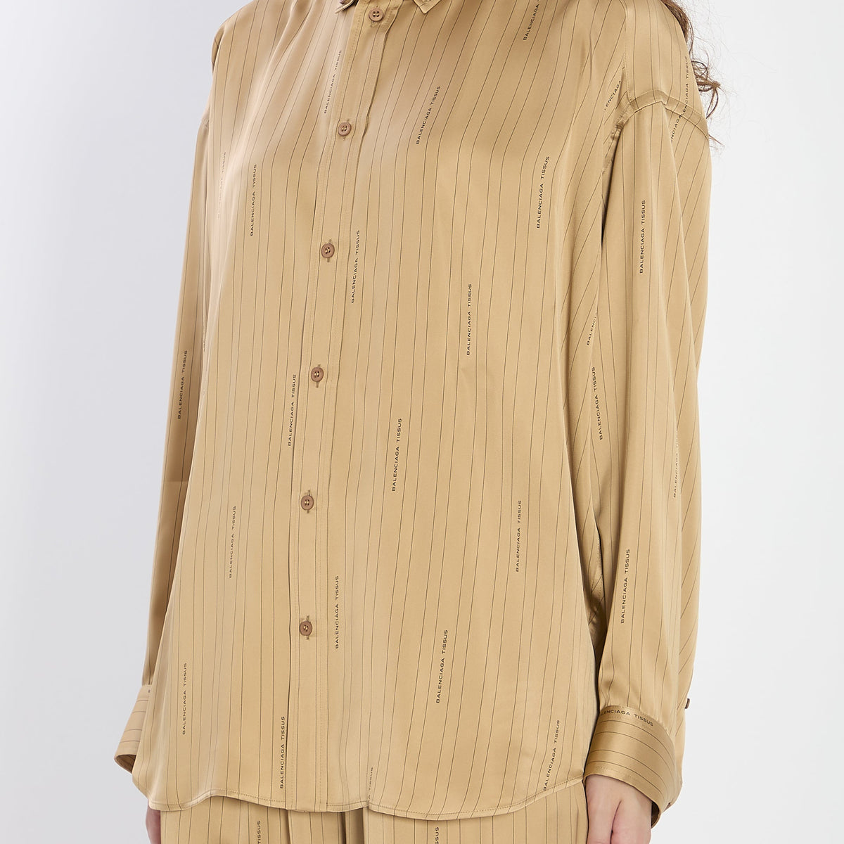 BALENCIAGA Satin Shirt with Striped Pattern - Relaxed Fit