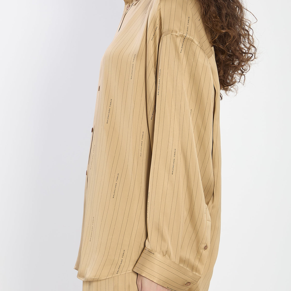 BALENCIAGA Satin Shirt with Striped Pattern - Relaxed Fit