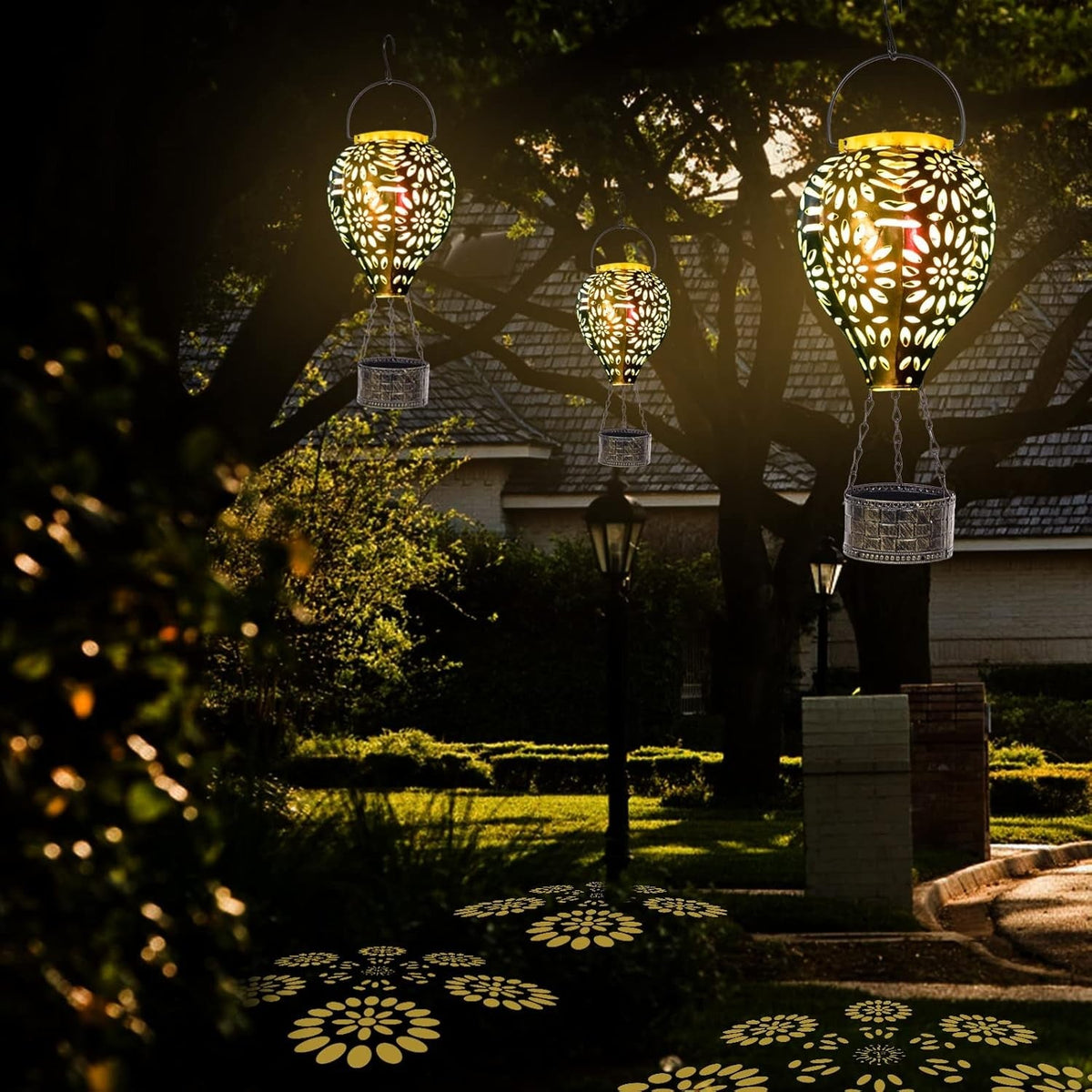 Solar Hot Air Balloon Lantern, Hanging Lanterns Outdoor Waterproof Decorative Me
