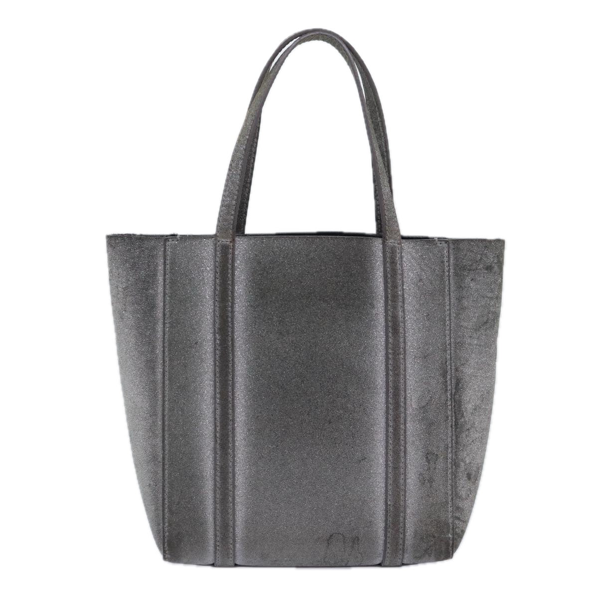 balenciaga Everyday Tote XXS Hand Bag Leather 2way Silver Silver Auth 87205