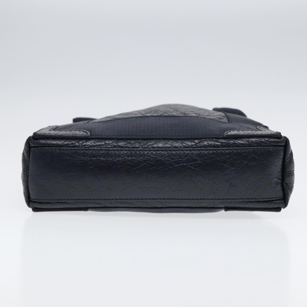 balenciaga Navy Cabas XS Hand Bag Leather 2way Navy Silver 390346 Auth 88514