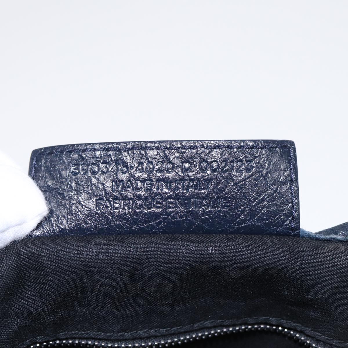 balenciaga Navy Cabas XS Hand Bag Leather 2way Navy Silver 390346 Auth 88514