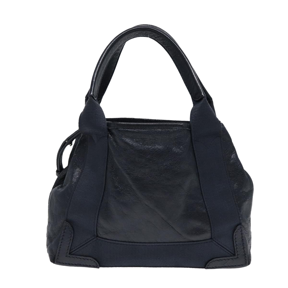 balenciaga Navy Cabas XS Hand Bag Leather 2way Navy Silver 390346 Auth 88514