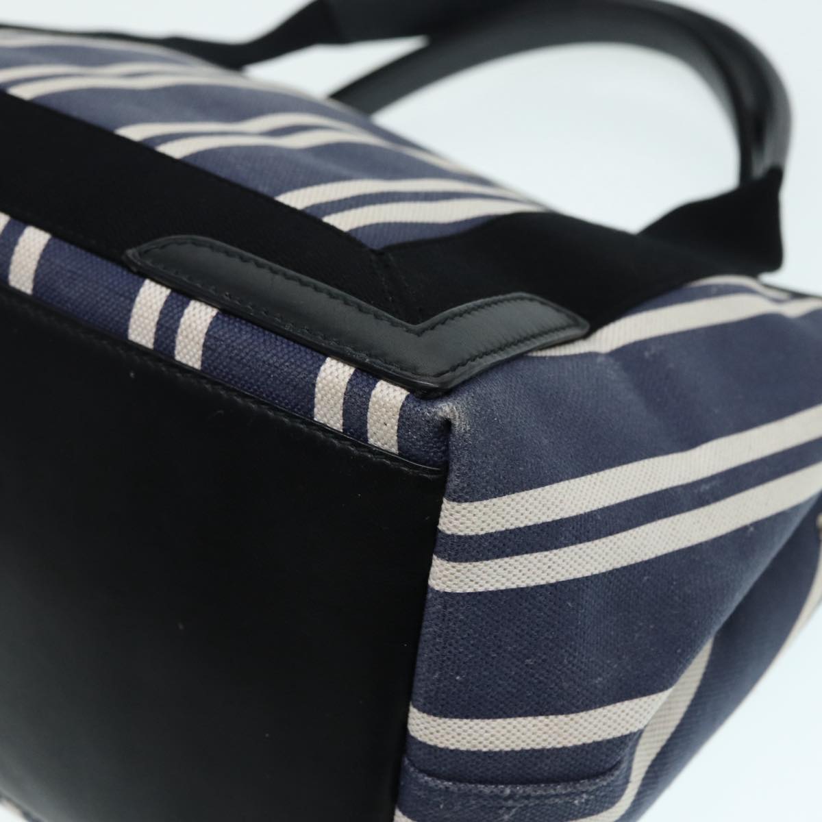 balenciaga Navy Cabas M Hand Bag Canvas Blue Silver 339933 Auth 88567