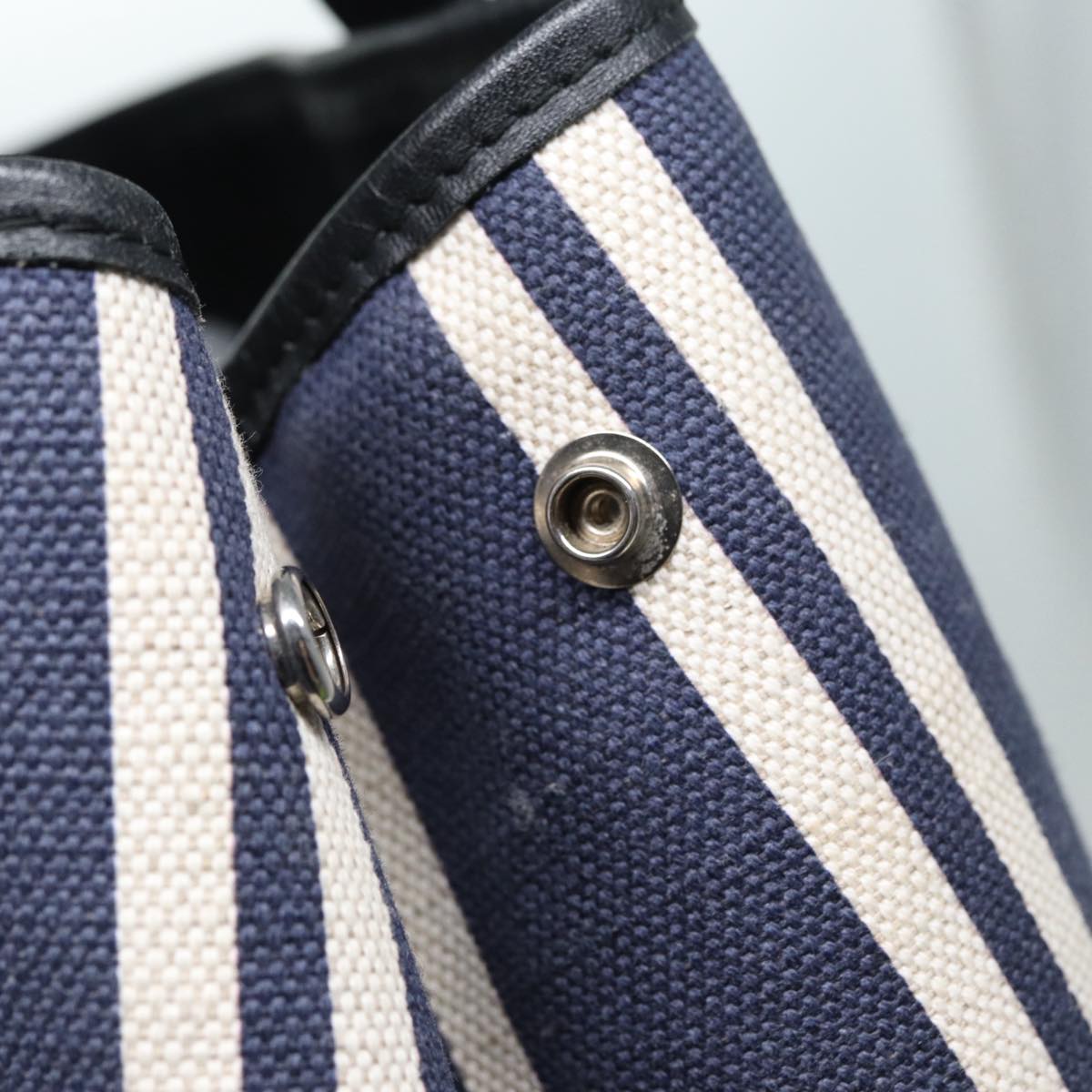 balenciaga Navy Cabas M Hand Bag Canvas Blue Silver 339933 Auth 88567