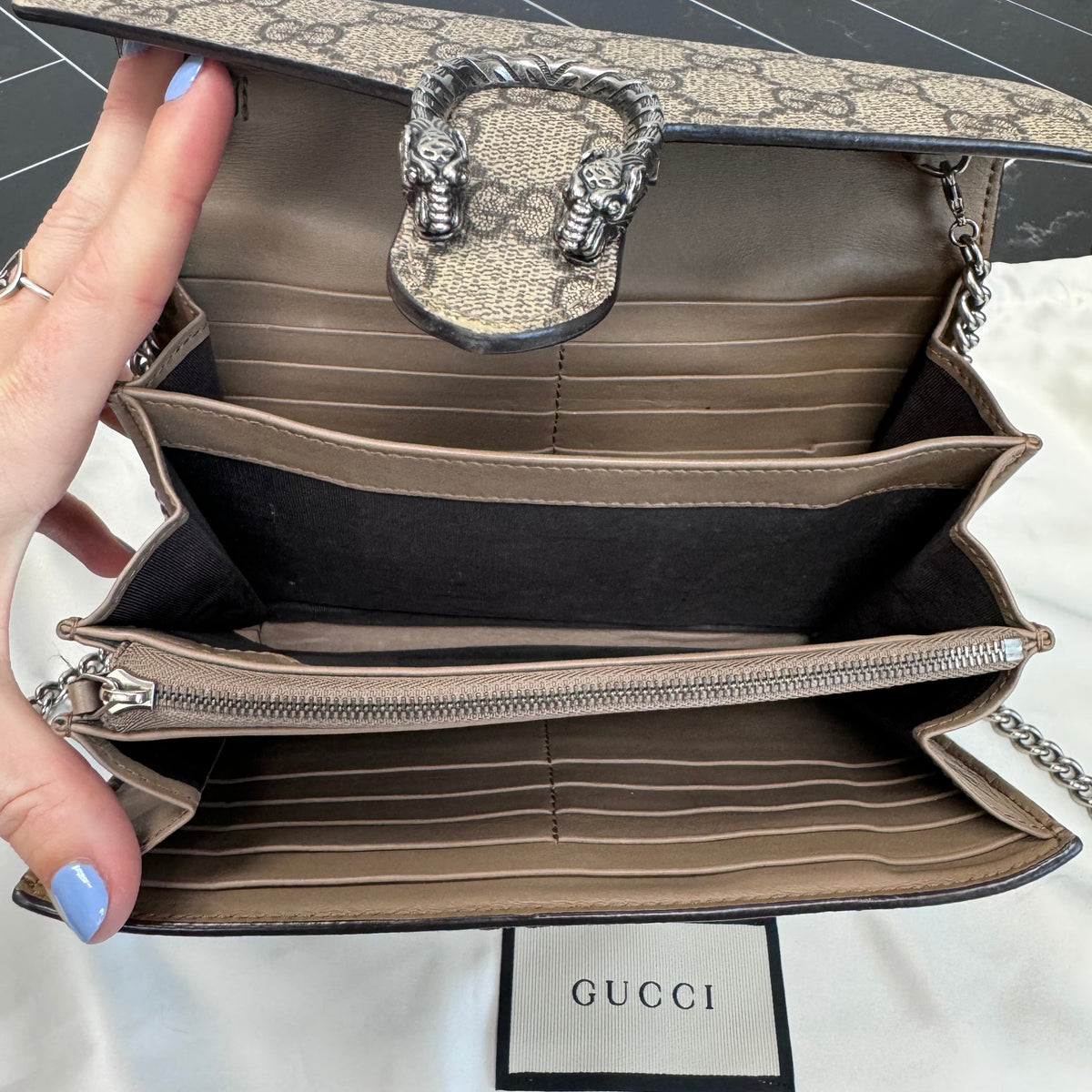 Gucci Supreme Dionysus Wallet on a Chain Crossbody Bag