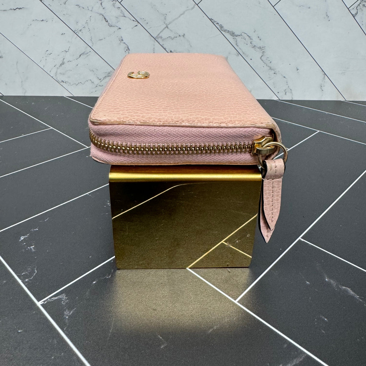Gucci Pink Marmont Leather Zippy Wallet