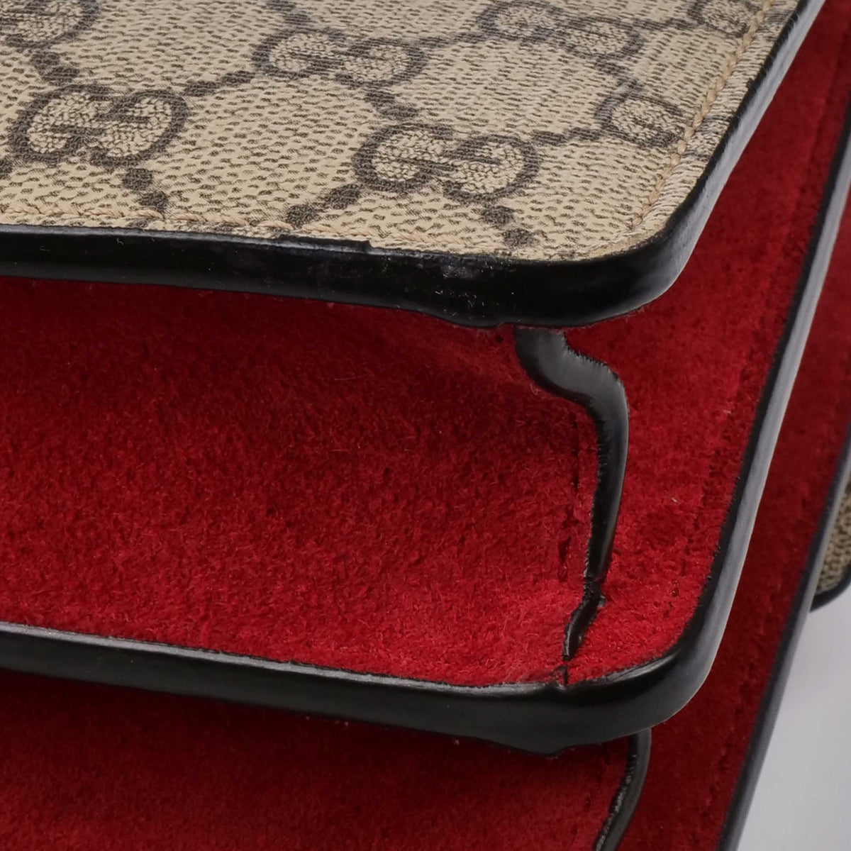 Gucci Small Dionysus GG Supreme With Red Suede Trim.