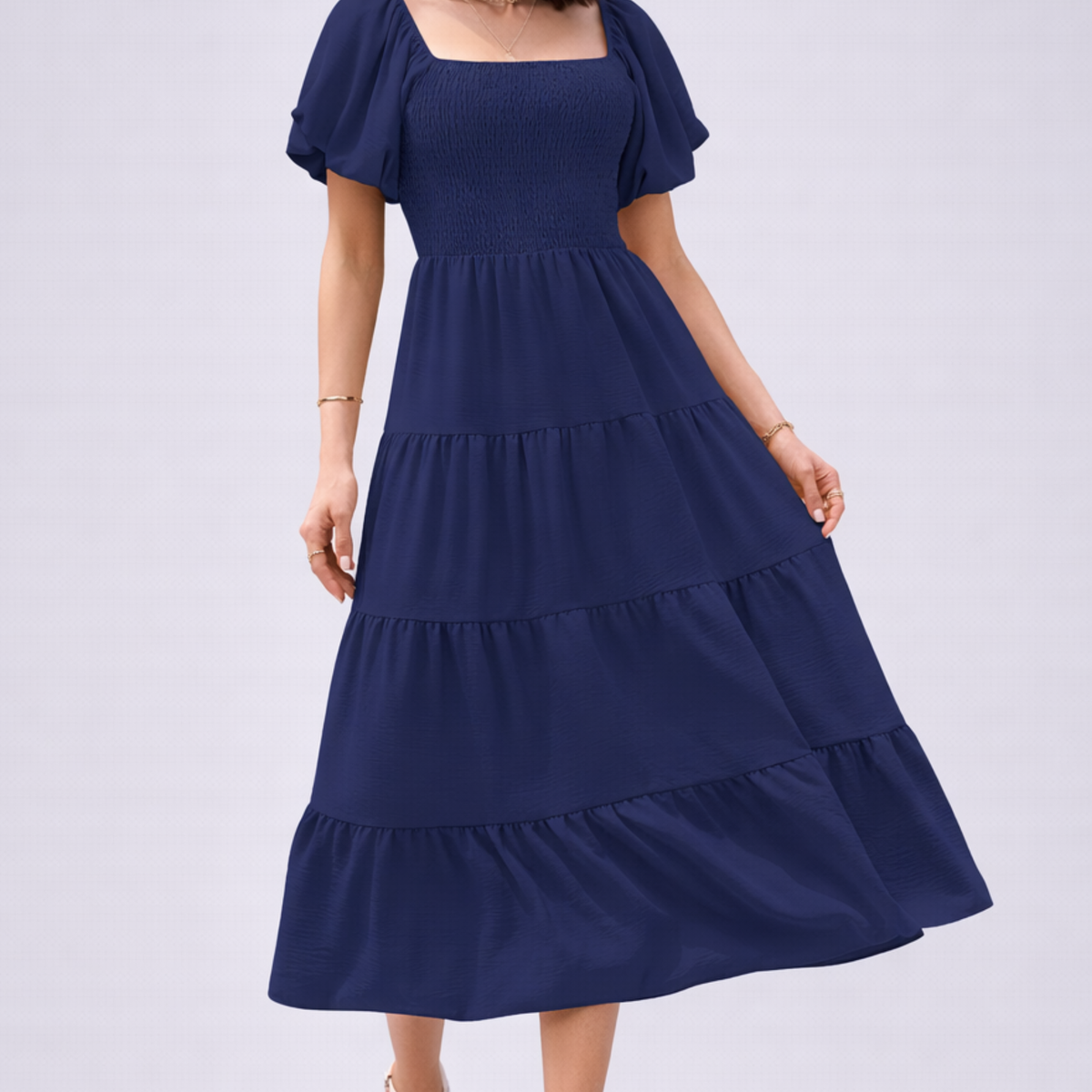Evie | Midi Dress with Smocked Bodice