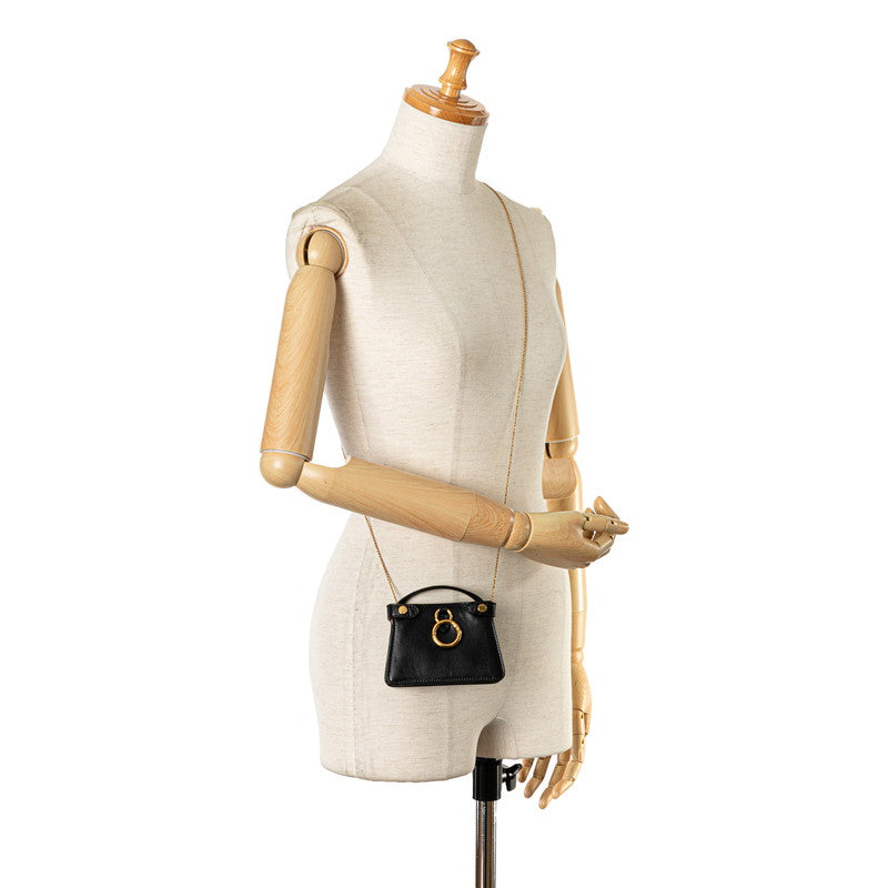 Top quality Fendi Nano Peacebu Chain Mini Shoulder Bag Charm 7AR993 Black G Leather  Top quality Fendi