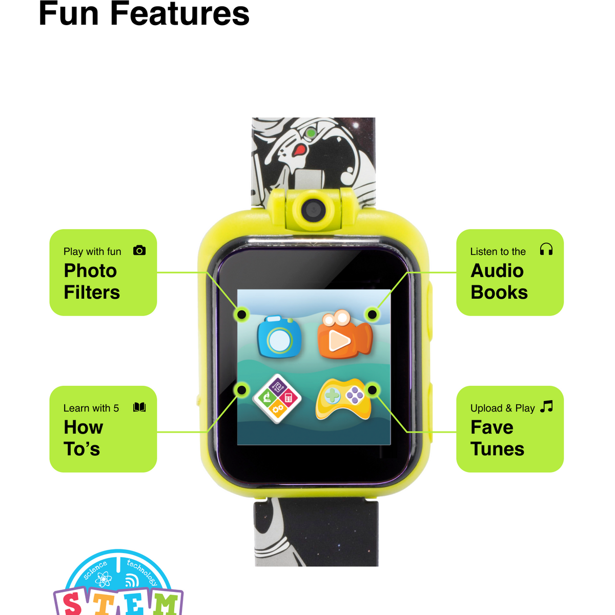 PlayZoom 2 Kids Smartwatch with Headphones: Green Astronaut
