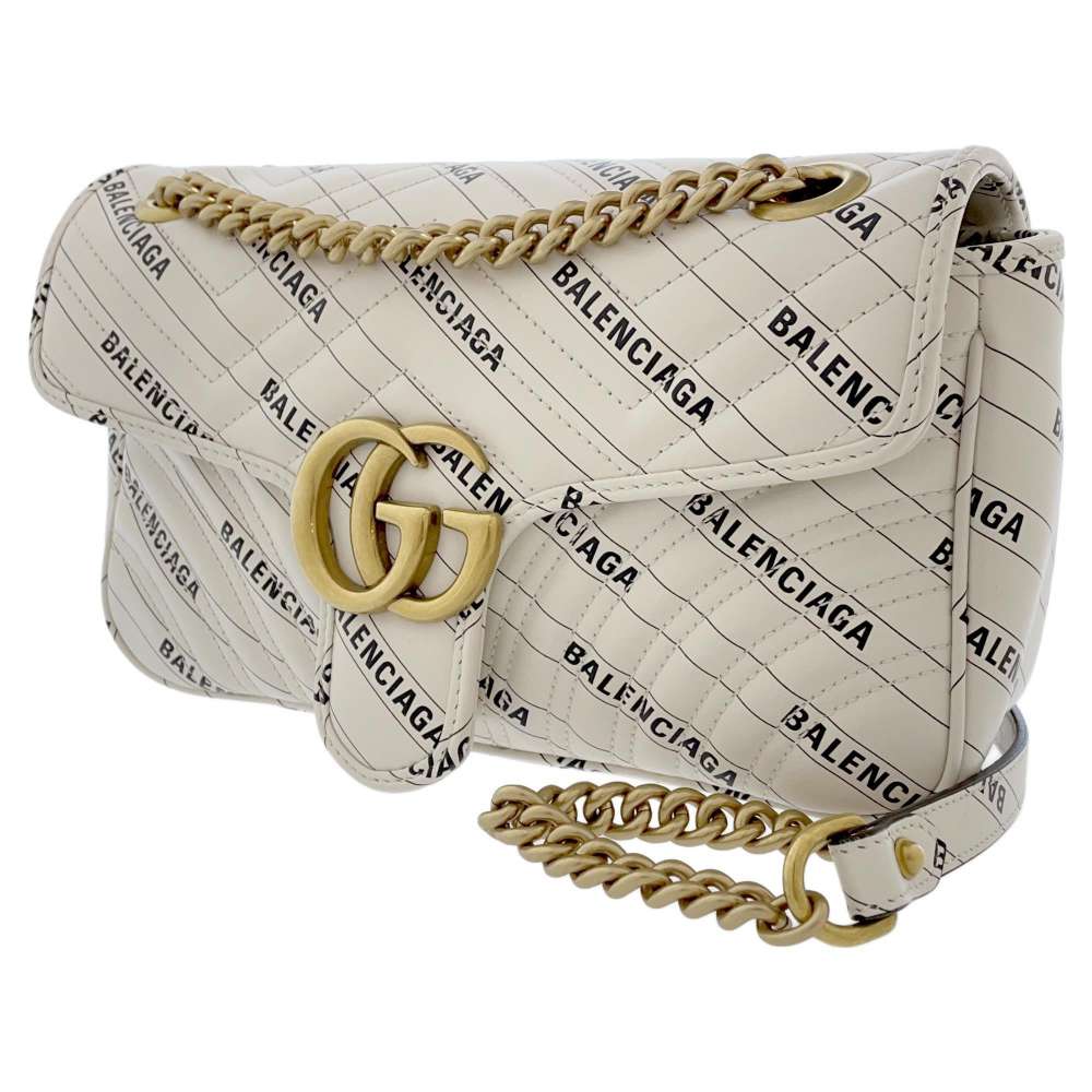 GUCCI BALENCIAGA Hacker Project ChainShoulder Bag Beige 443497 Leather