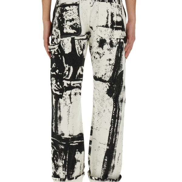Alexander Mcqueen Men Workwear Jeans With Fold Print