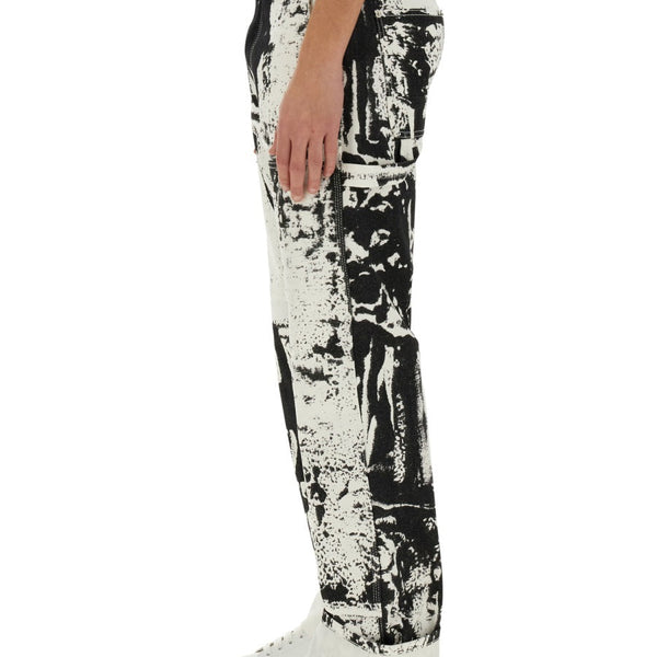 Alexander Mcqueen Men Workwear Jeans With Fold Print