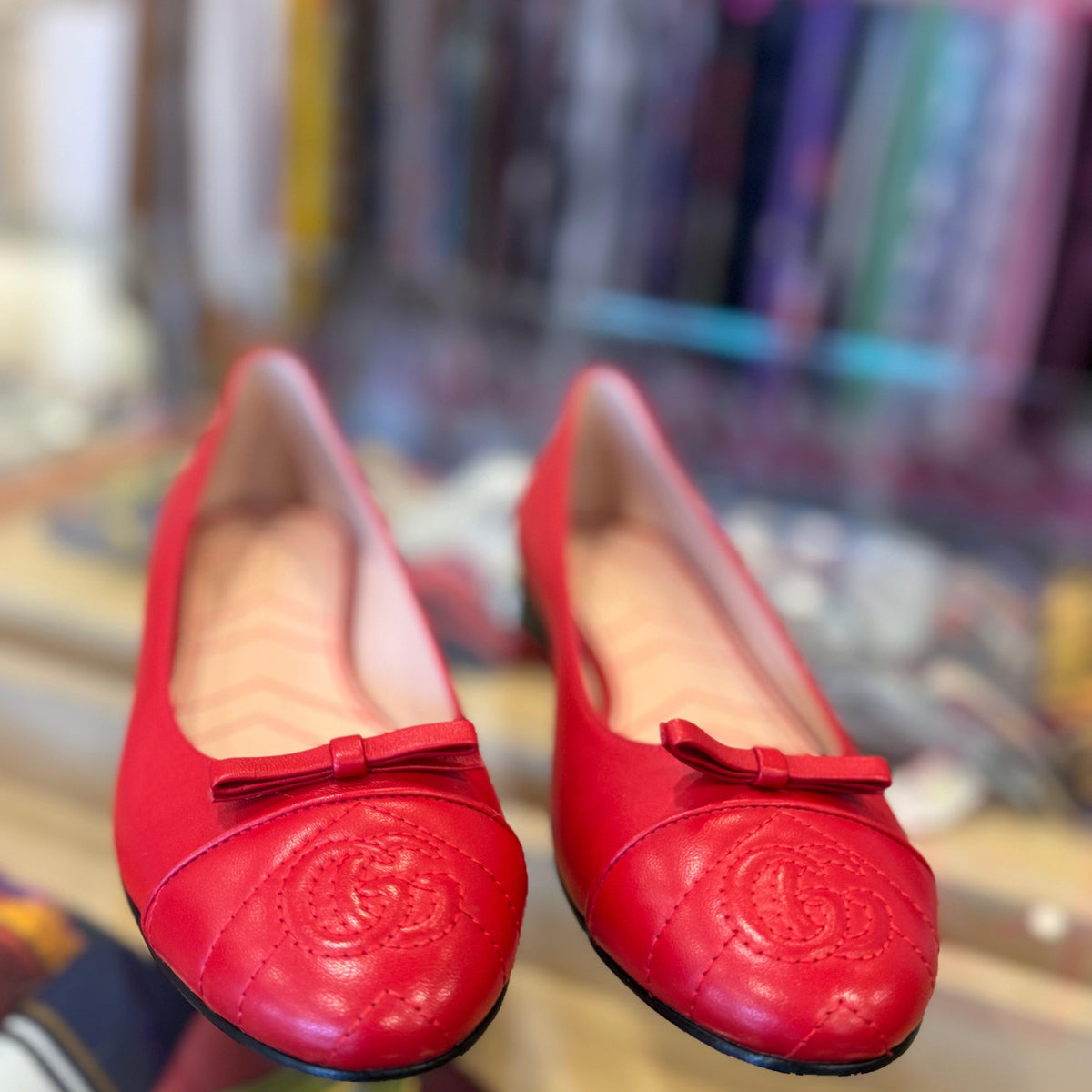 Gucci GG Marmont Leather Ballet Flats Size 8 NEW