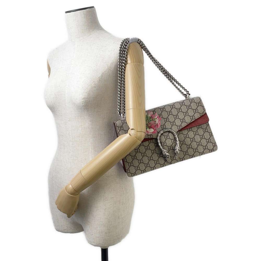 GUCCI Dionysus ChainShoulder Bag Beige/Red 400249 PVC suede