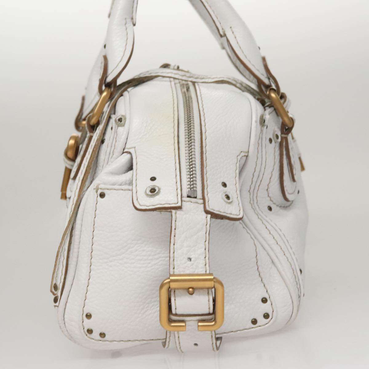 Chloe Paddington Hand Bag Leather White 93544