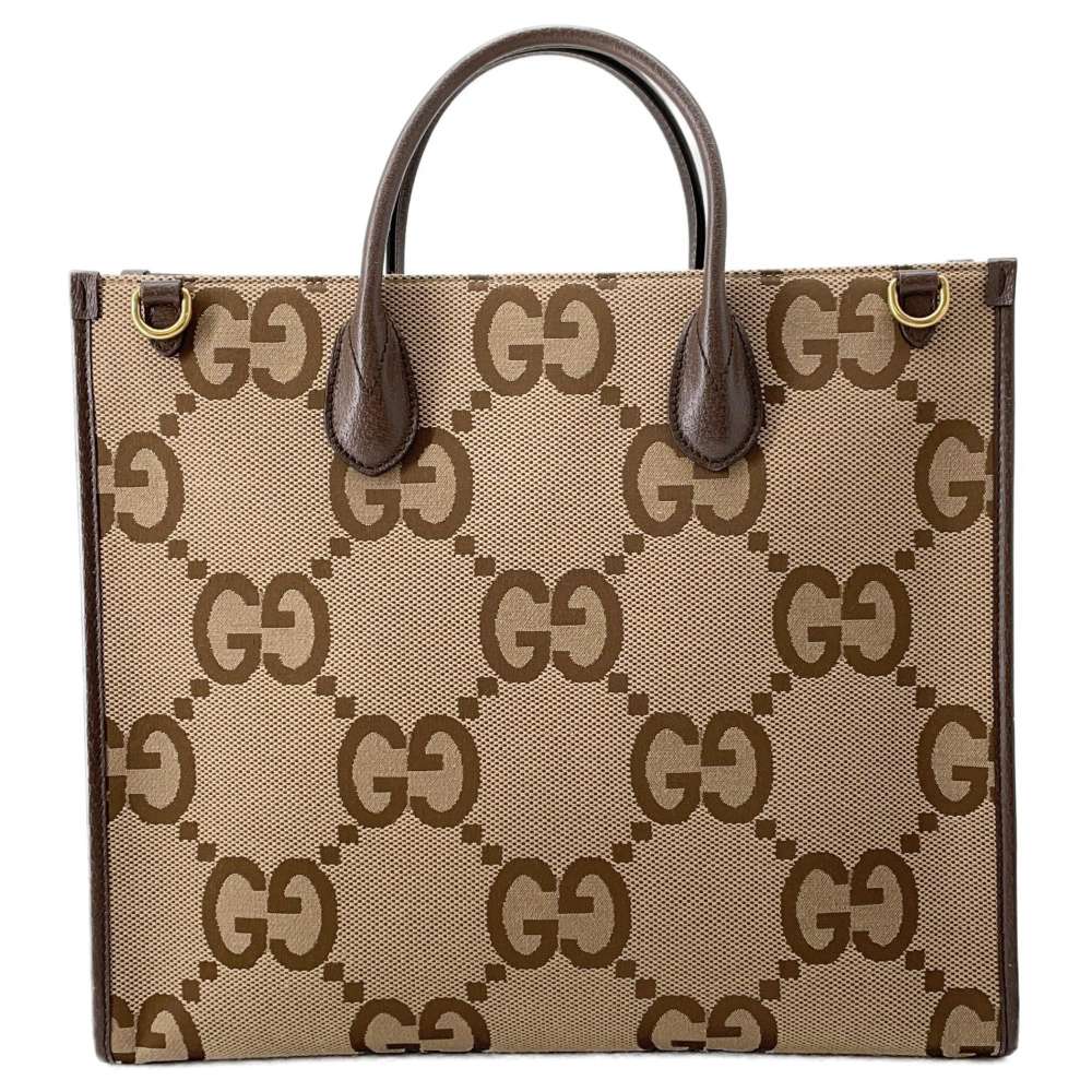 GUCCI Jumbo GG tote bag Camel/Ebony 678839 Canvas