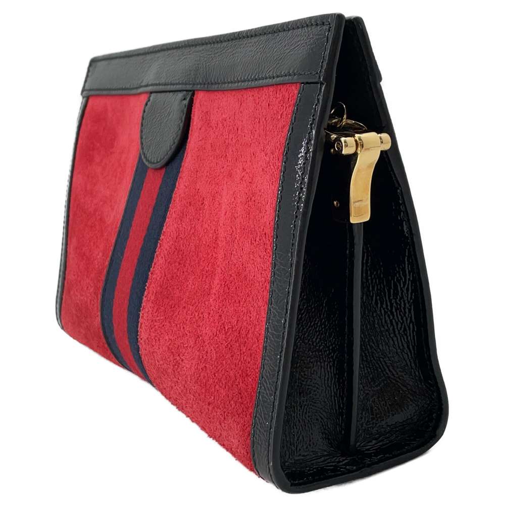 GUCCI Ophidia Shoulder Bag Red/Black 503877 Suede leather
