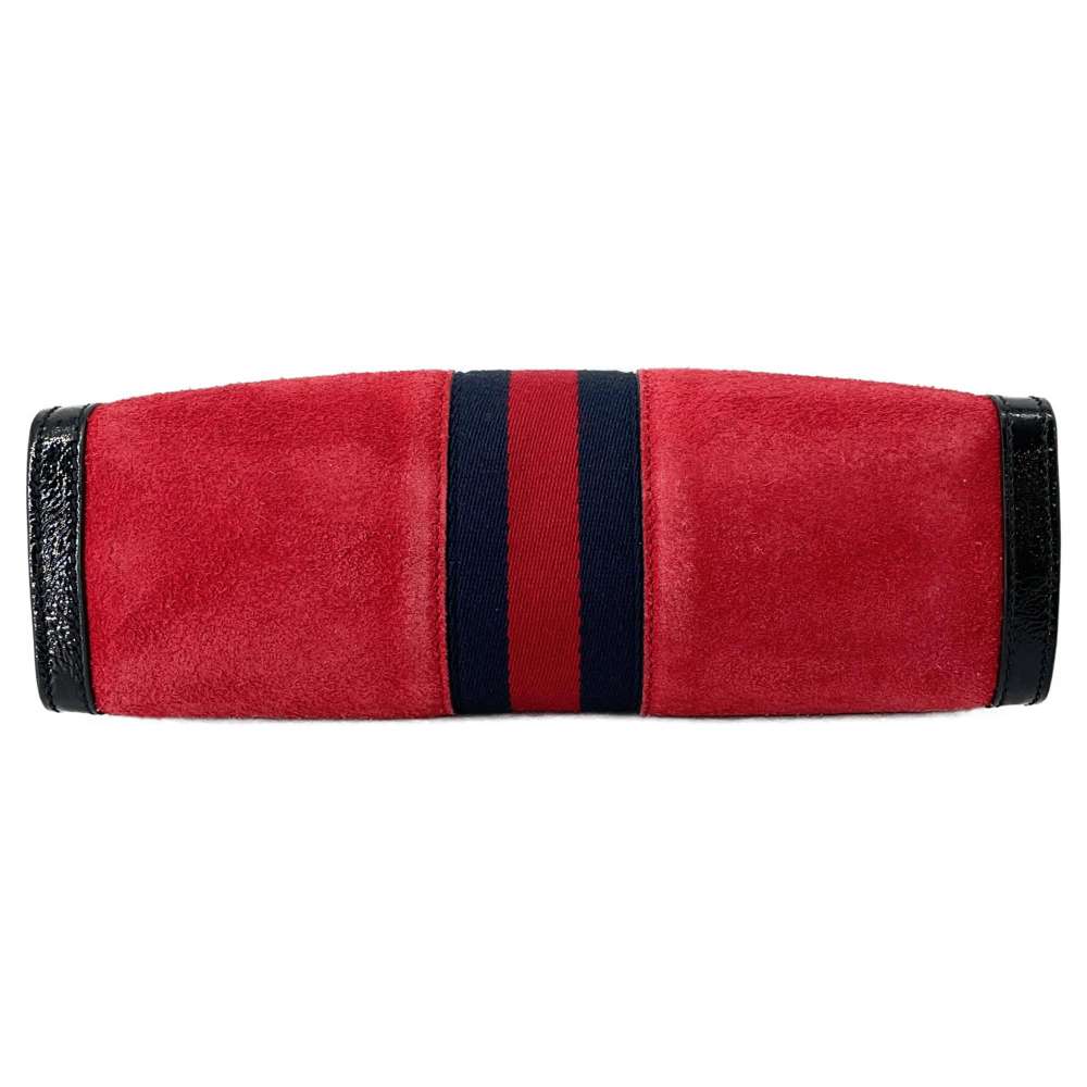 GUCCI Ophidia Shoulder Bag Red/Black 503877 Suede leather