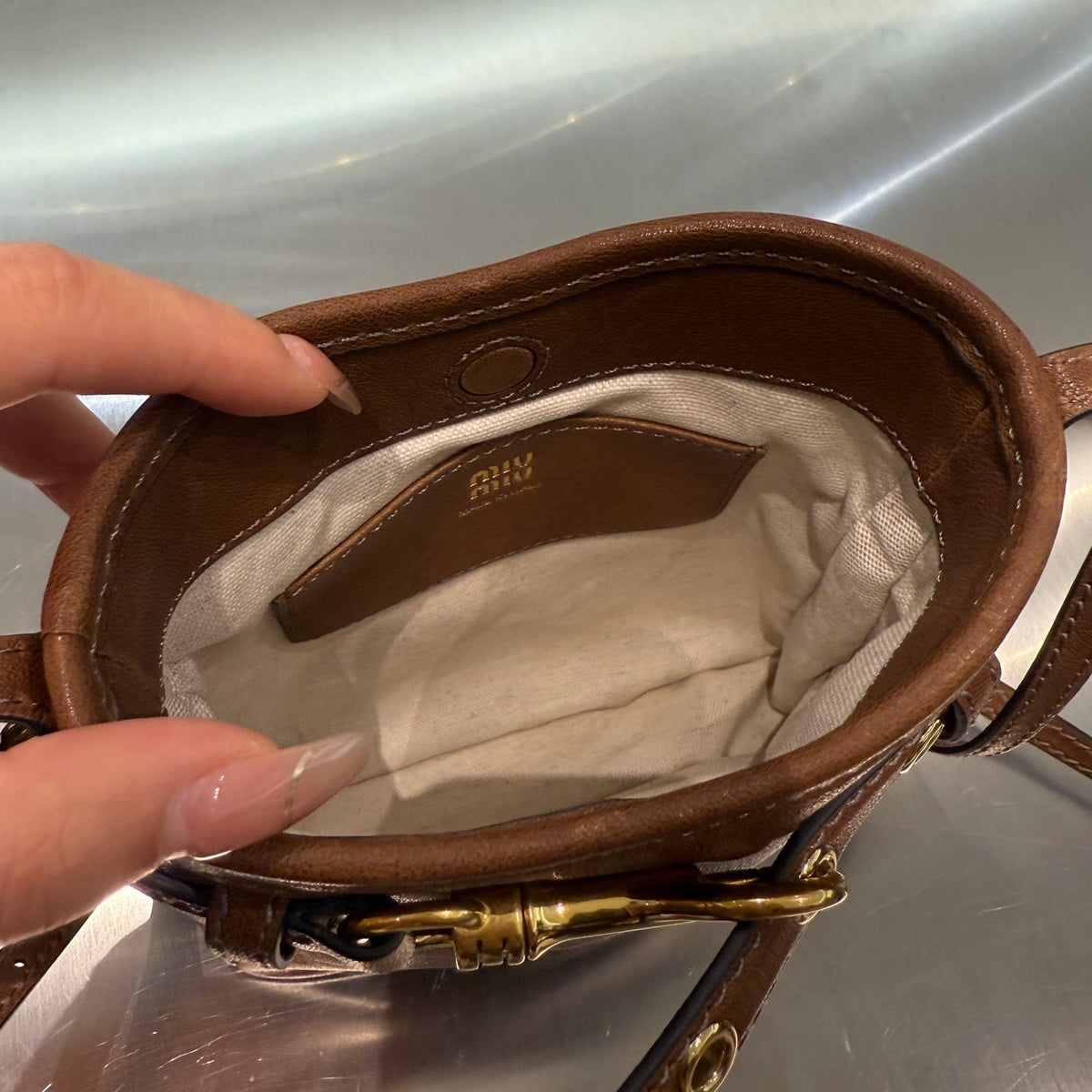 MIU M NAPPA LEATHER POUCH