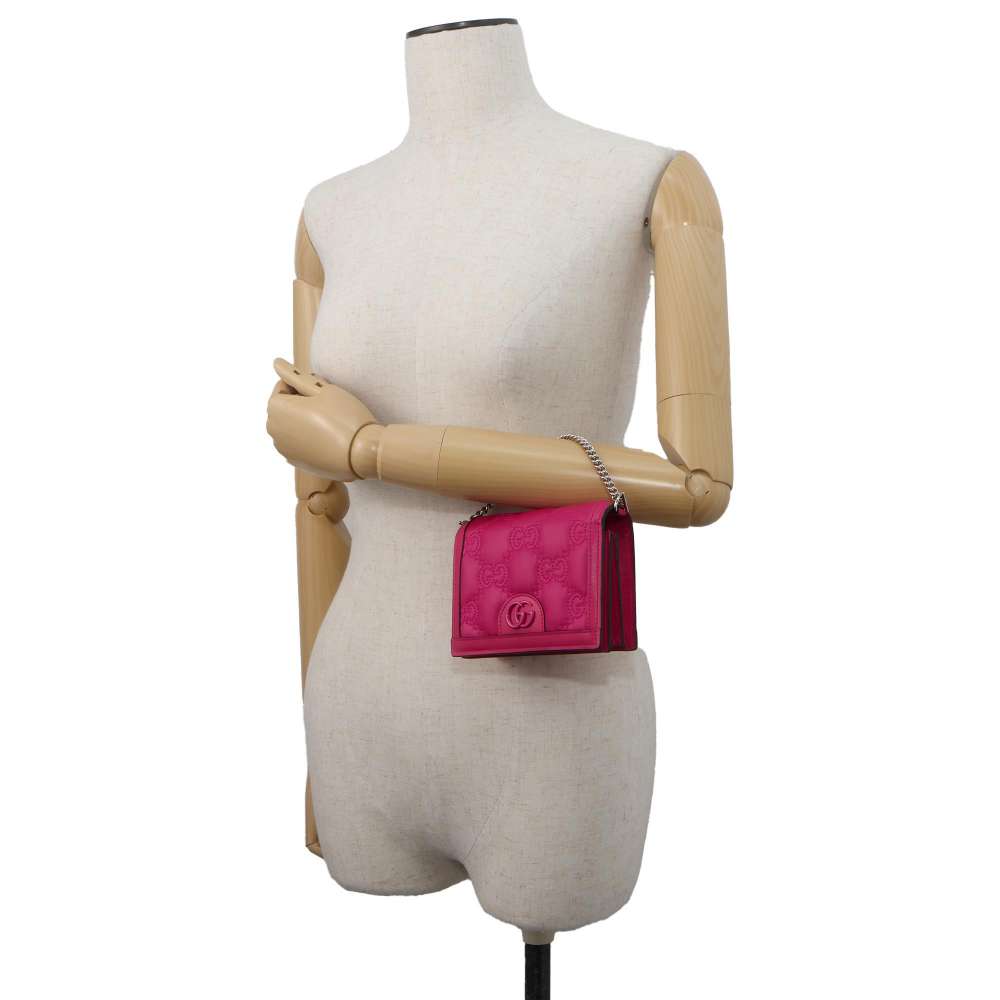 GUCCI Quilted 2WAYShoulder Bag Pink 723777 Nylon Leather