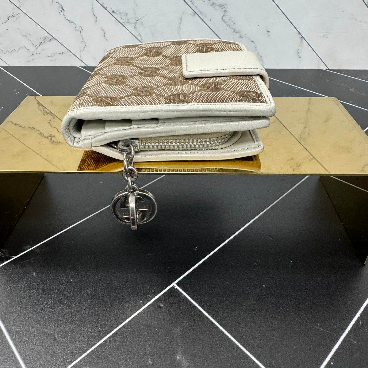 Gucci Tan GG Canvas Compact Wallet
