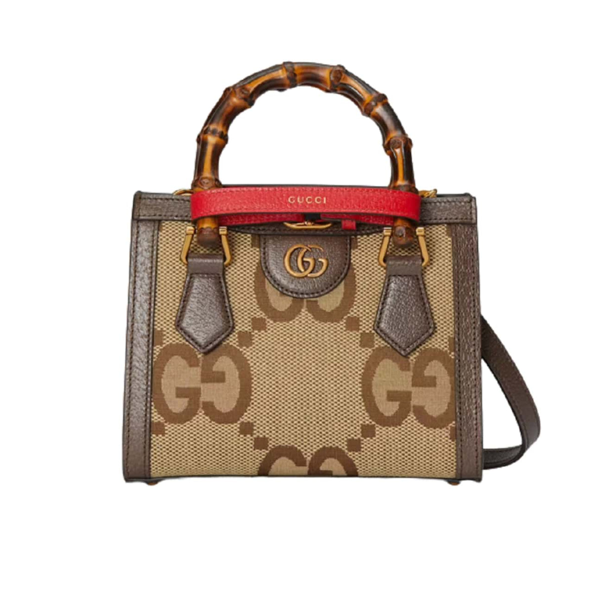 GG DIANA JUMBO GG MINI TOTE BAG CAMEL EBONY 27CM