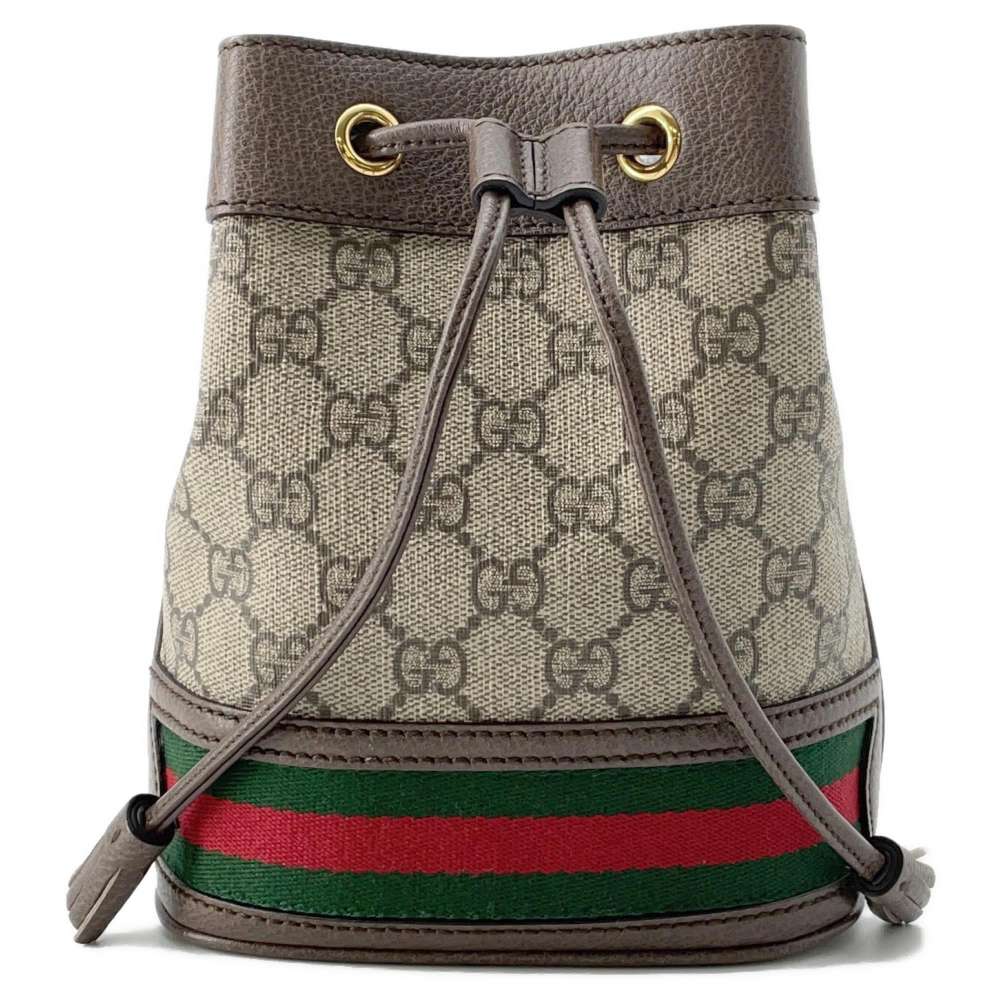 GUCCI Ophidia GG Mini Bucket Bag Drawstring BagShoulder Bag Beige/Brown 550620 GG SupremeCanvas Leather