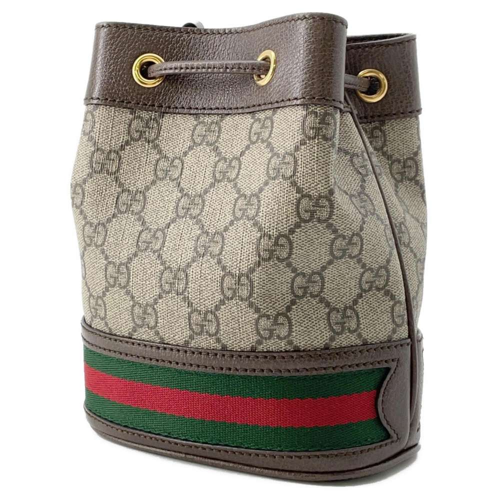 GUCCI Ophidia GG Mini Bucket Bag Drawstring BagShoulder Bag Beige/Brown 550620 GG SupremeCanvas Leather