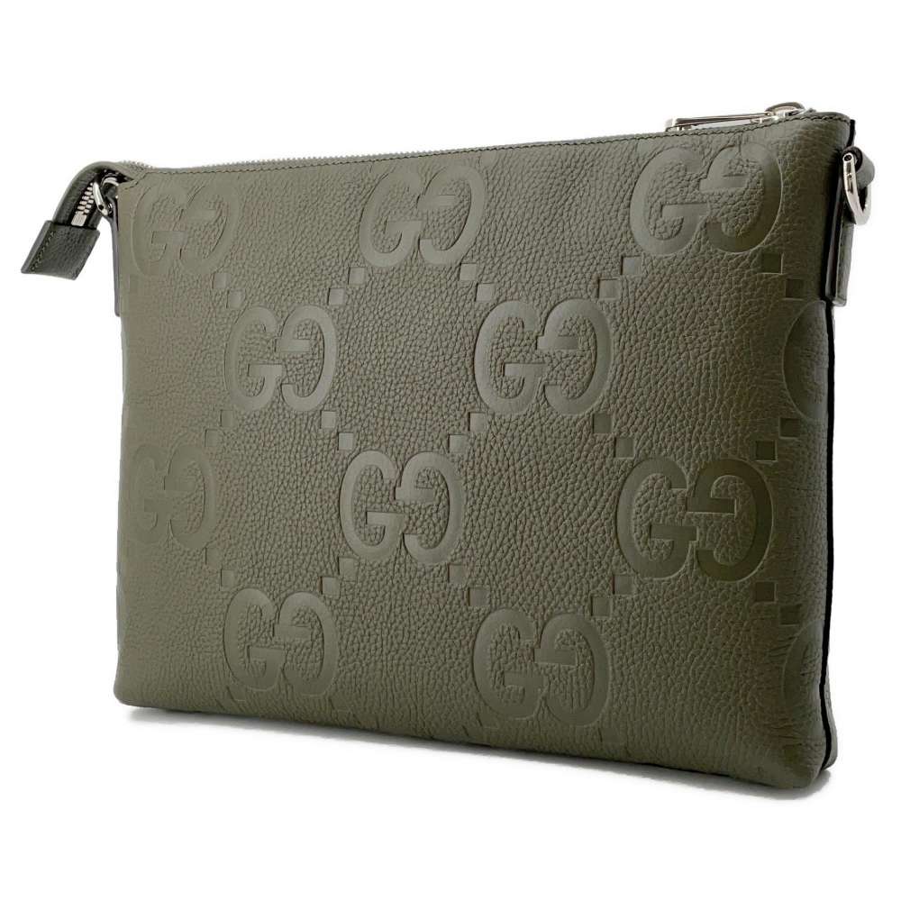 GUCCI jumbo GG messenger bag Dark Green 696009 Leather Size Medium