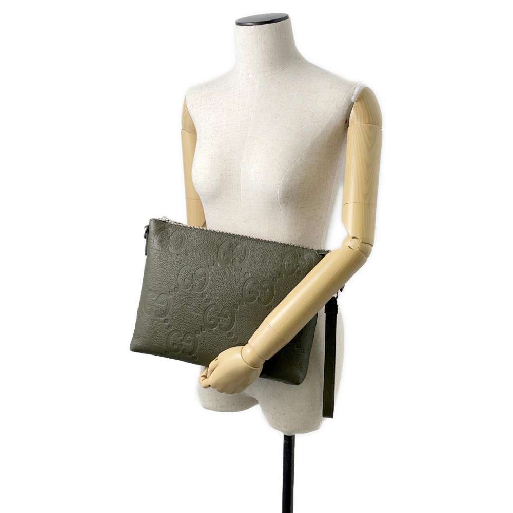 GUCCI jumbo GG messenger bag Dark Green 696009 Leather Size Medium