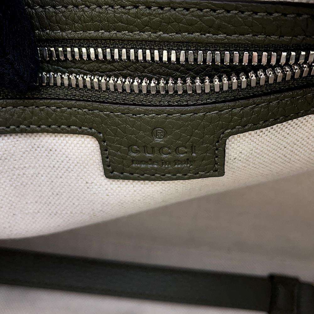 GUCCI jumbo GG messenger bag Dark Green 696009 Leather Size Medium