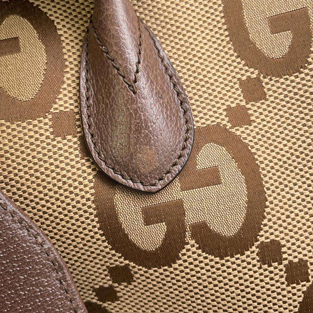 GUCCI Jumbo GG 2WAY Tote Bag Beige/Brown 678839 Canvas Leather