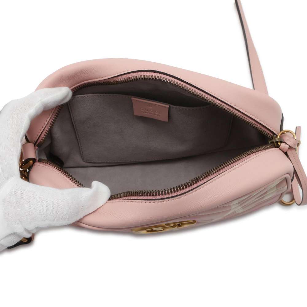 GUCCI GG Marmont Quilted Small Shoulder Bag Pink 447632 Leather