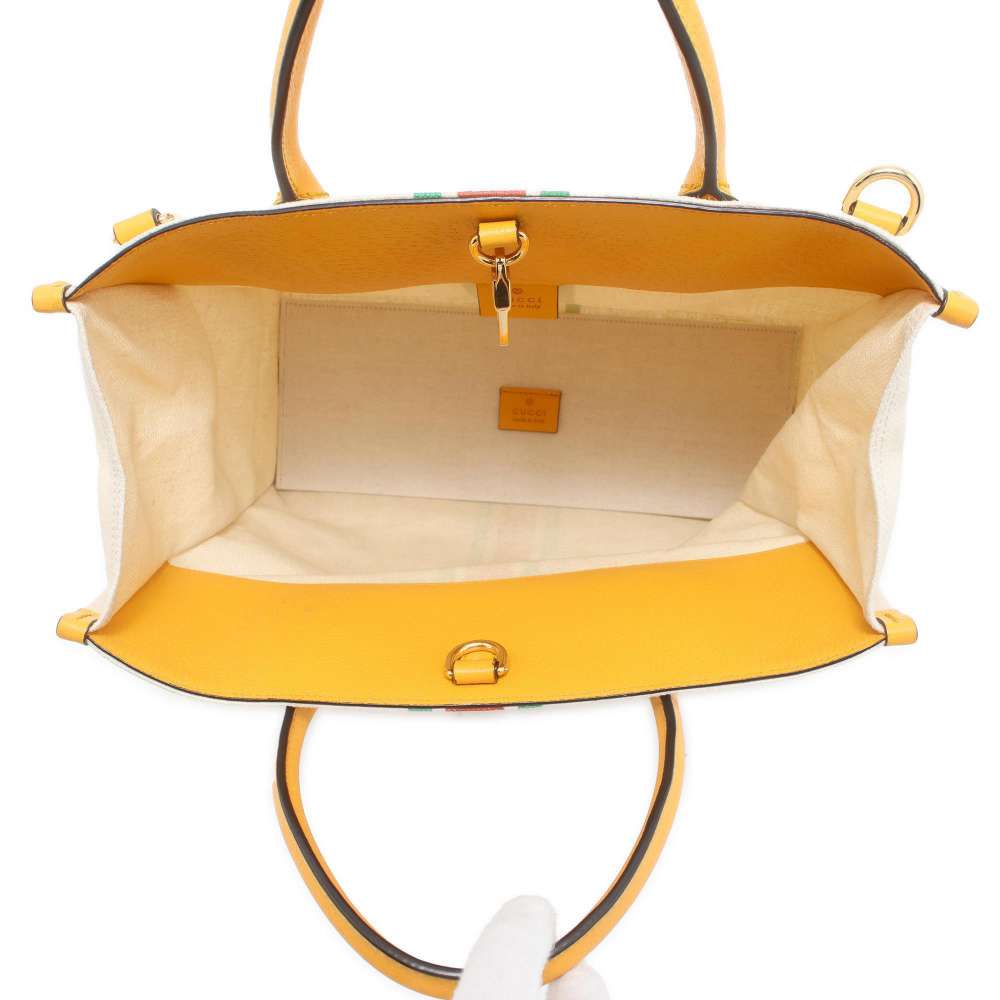 GUCCI 2WAYShoulder Bag Beige/Yellow 657422 Canvas Leather