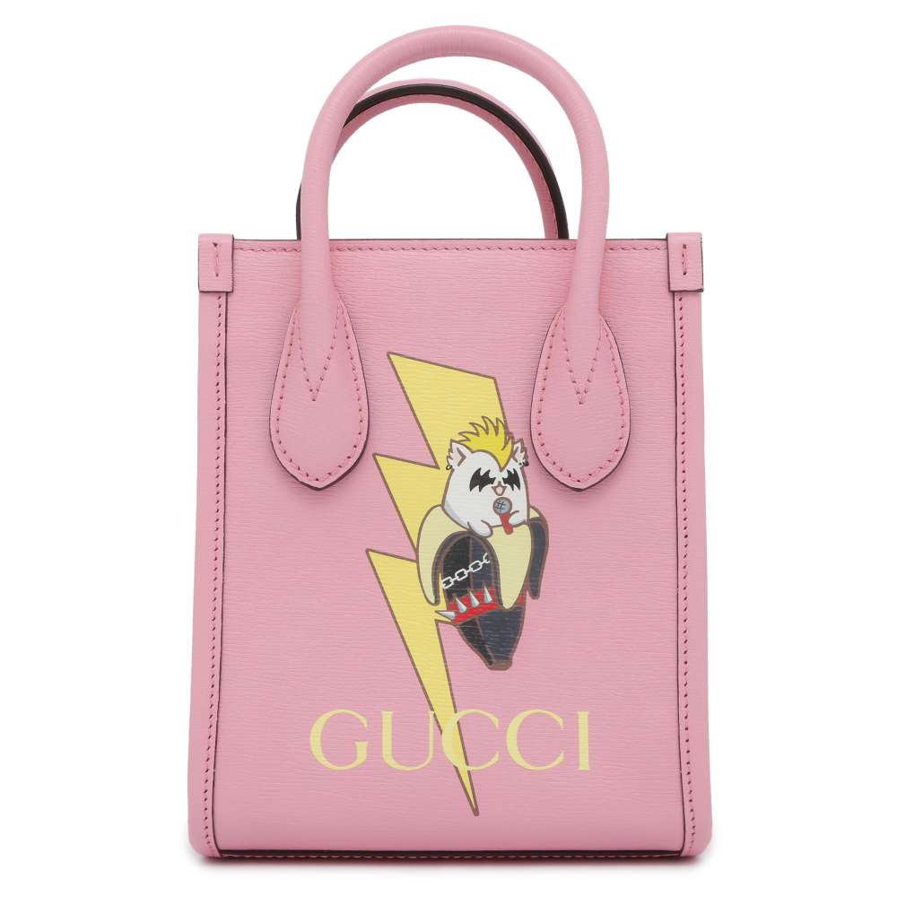 GUCCI Interlocking G Mini Tote Bag Bananya Collaboration Pink 671623 Leather