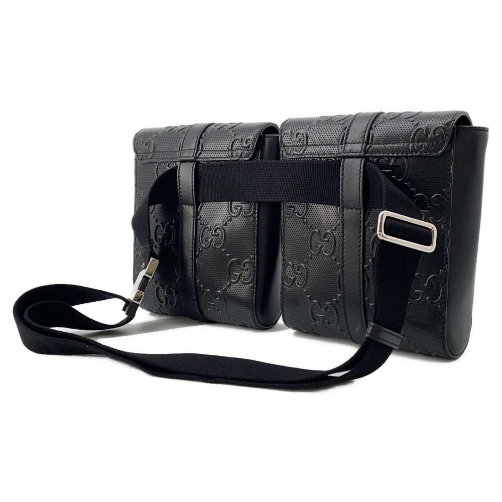 GUCCI GG embossed waist bag Black 631339 Leather