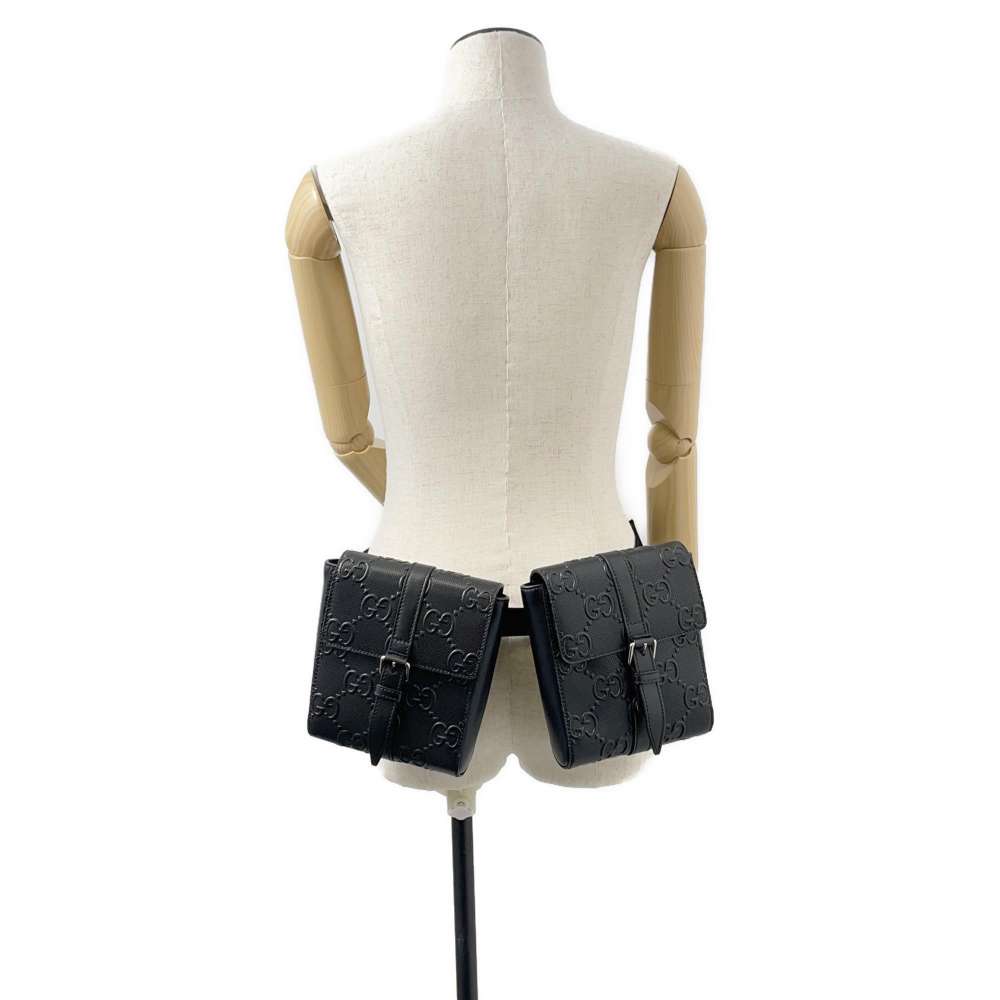 GUCCI GG embossed waist bag Black 631339 Leather