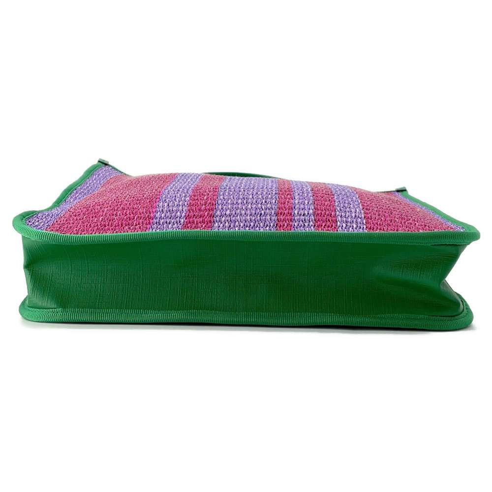 GUCCI Cherie Kids Tote Bag Green/Purple 605831 CanvasTrim Raffia-like fabric