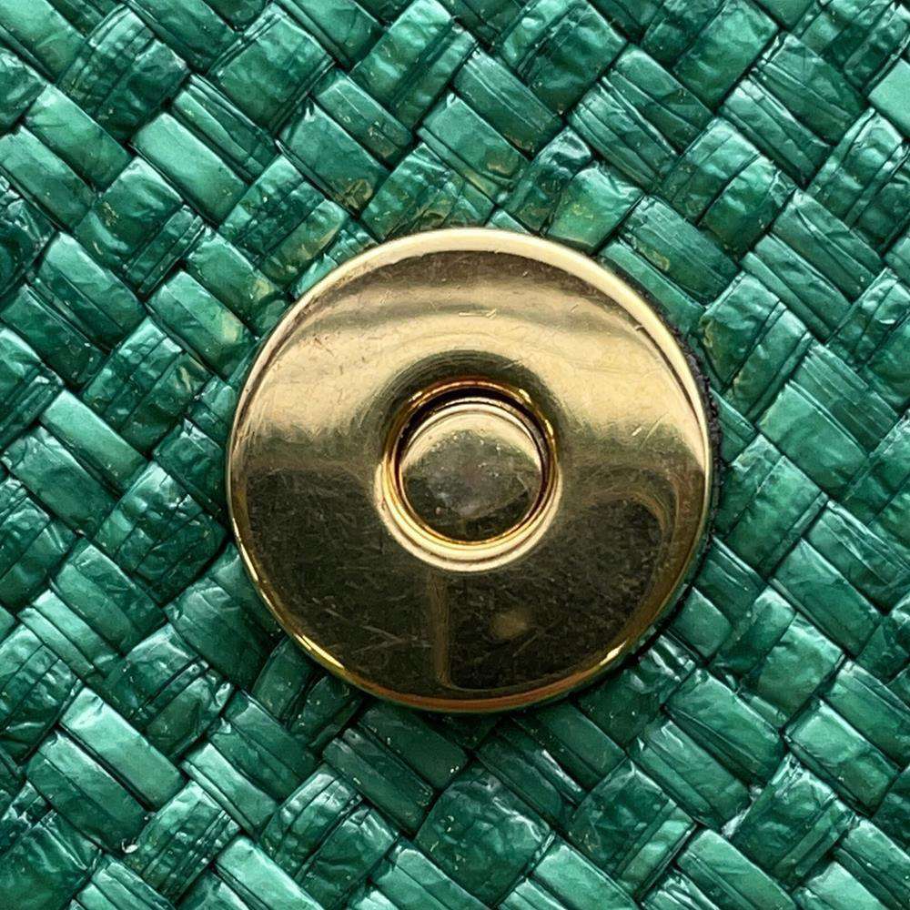 GUCCI Horsebit Chain Shoulder Bag Green 655667 Straw