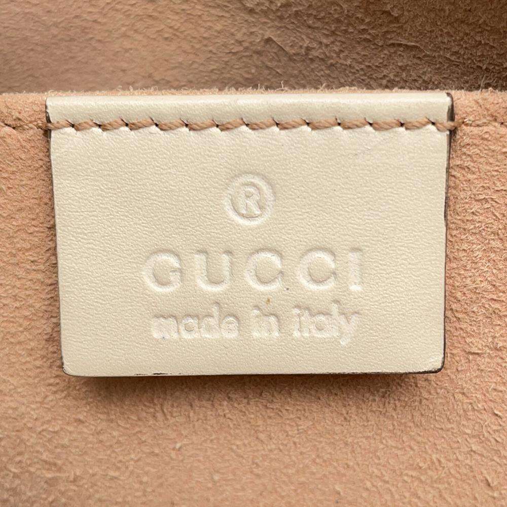 GUCCI GG Marmont Quilted Small Shoulder Bag Ivory/Red 447632 Leather