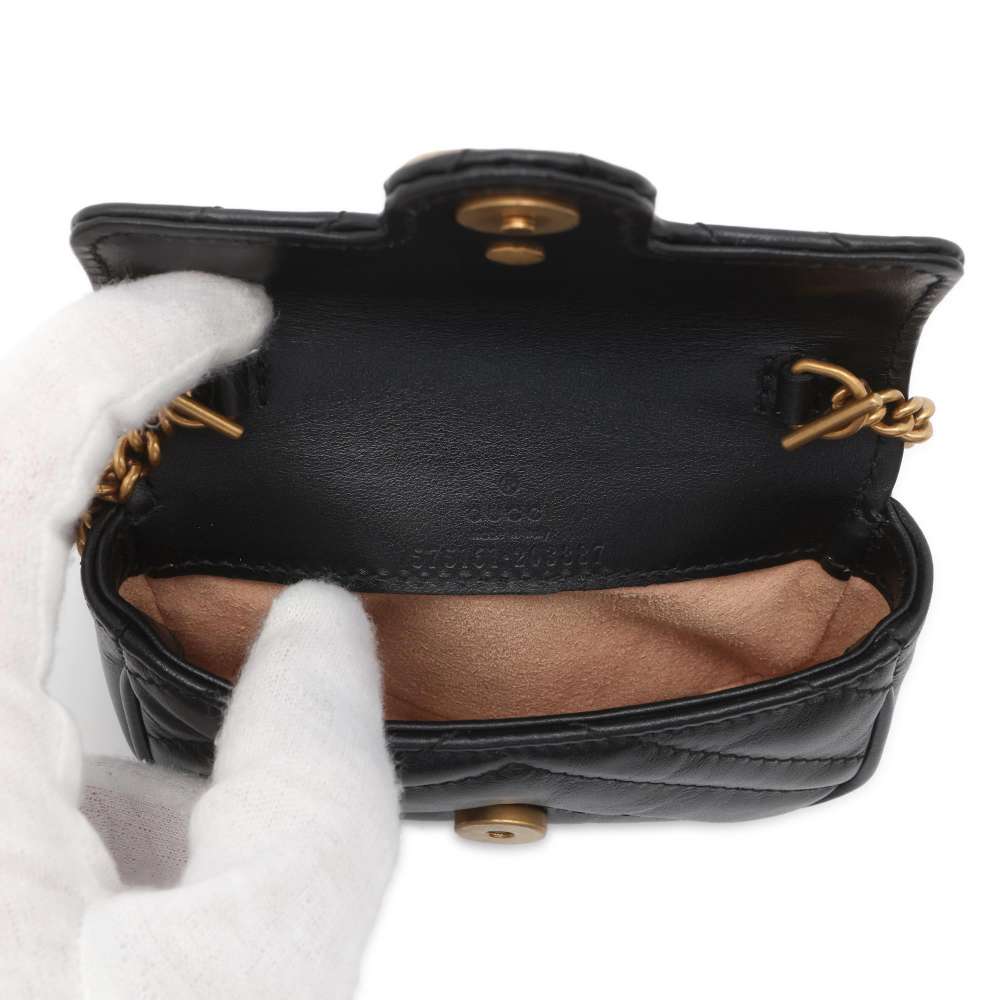 GUCCI GG Marmont Chain Handbag Black 575161 Leather