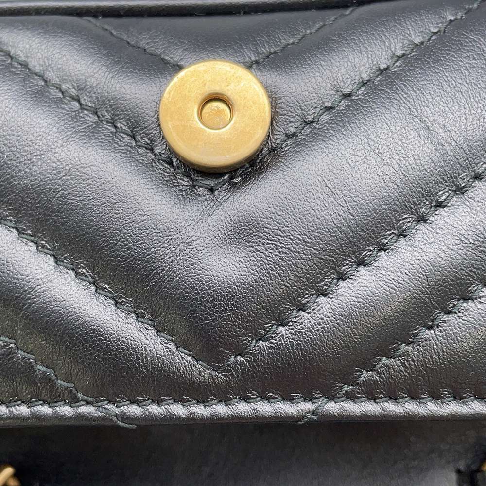 GUCCI GG Marmont Chain Handbag Black 575161 Leather