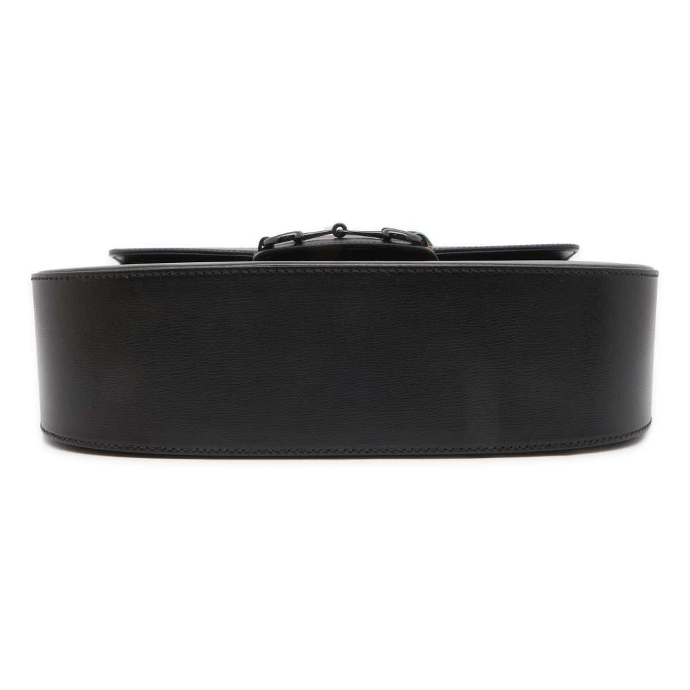 GUCCI Horsebit 1955 Shoulder Bag Black 700457 Leather