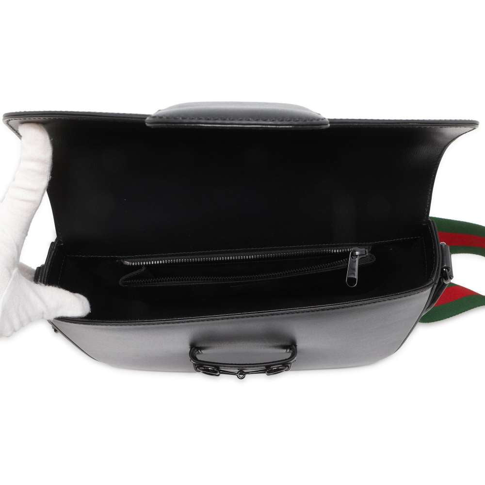 GUCCI Horsebit 1955 Shoulder Bag Black 700457 Leather