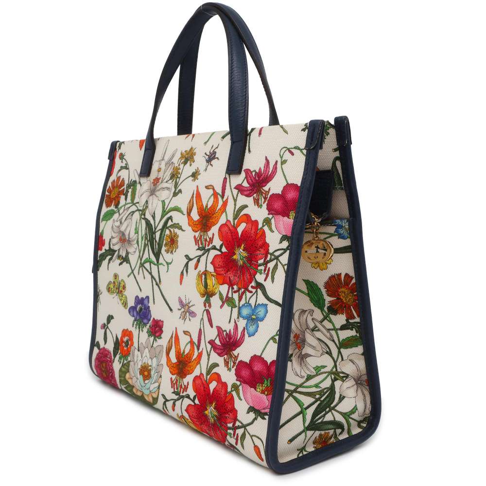 GUCCI Flora 2wayTote Bag Multicolor/Navy/White 550141 Canvas
