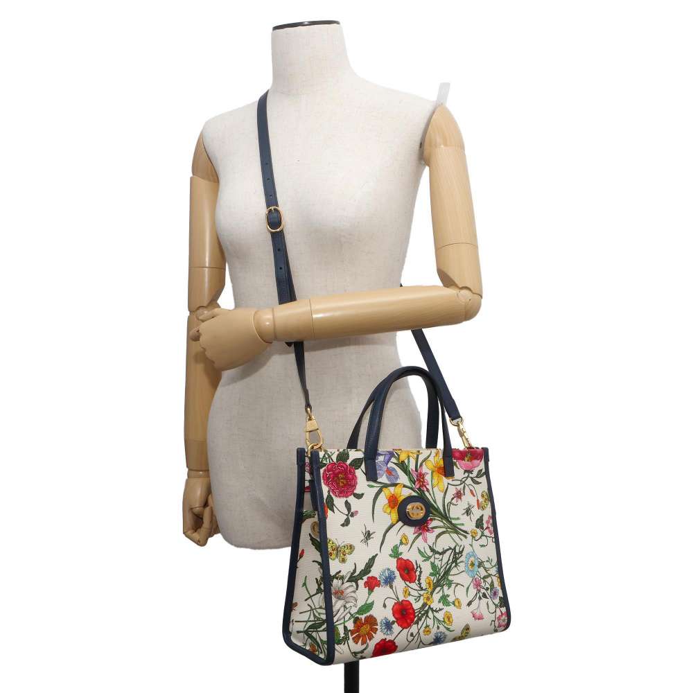 GUCCI Flora 2wayTote Bag Multicolor/Navy/White 550141 Canvas
