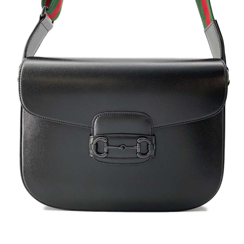 GUCCI Horsebit 1955 Shoulder Bag Black 700457 Leather