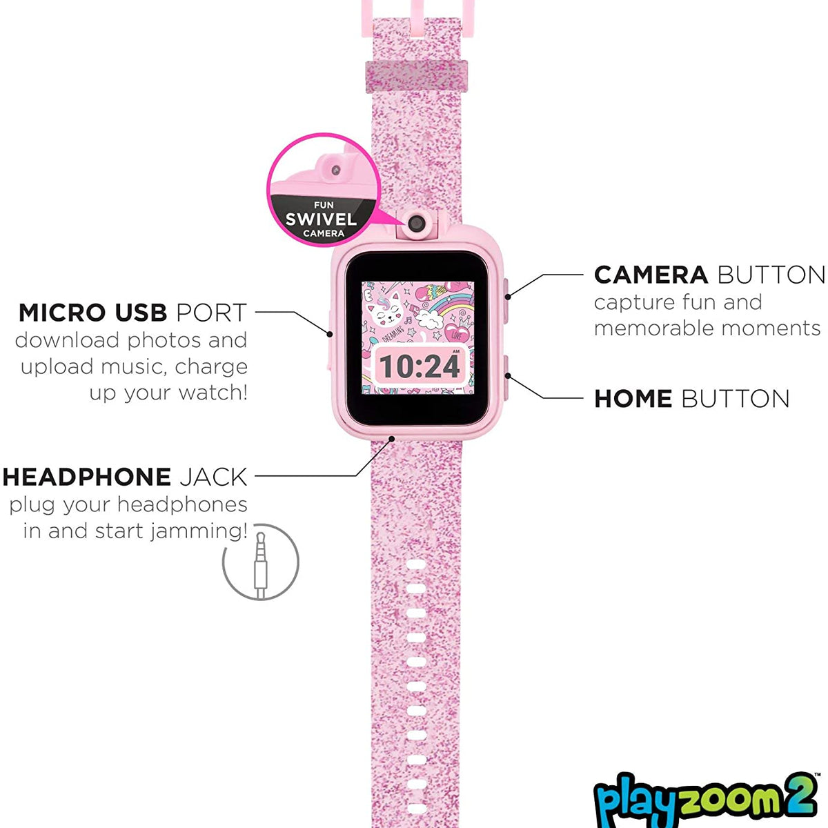 PlayZoom 2 Kids Smartwatch: Fuchsia Glitter